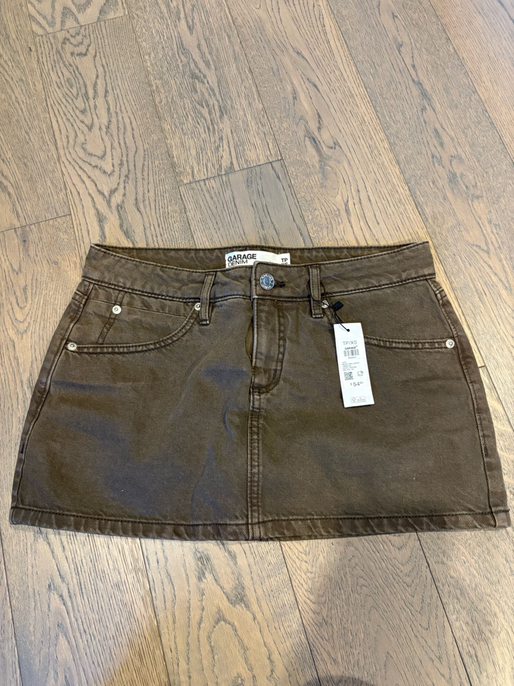 Garage Dark Brown Denim Mini Skirt